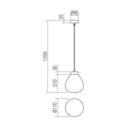 Redo 01-3196 - Lustra ar auklu LUKE 1xE27/42W/230V d. 17 cm melna