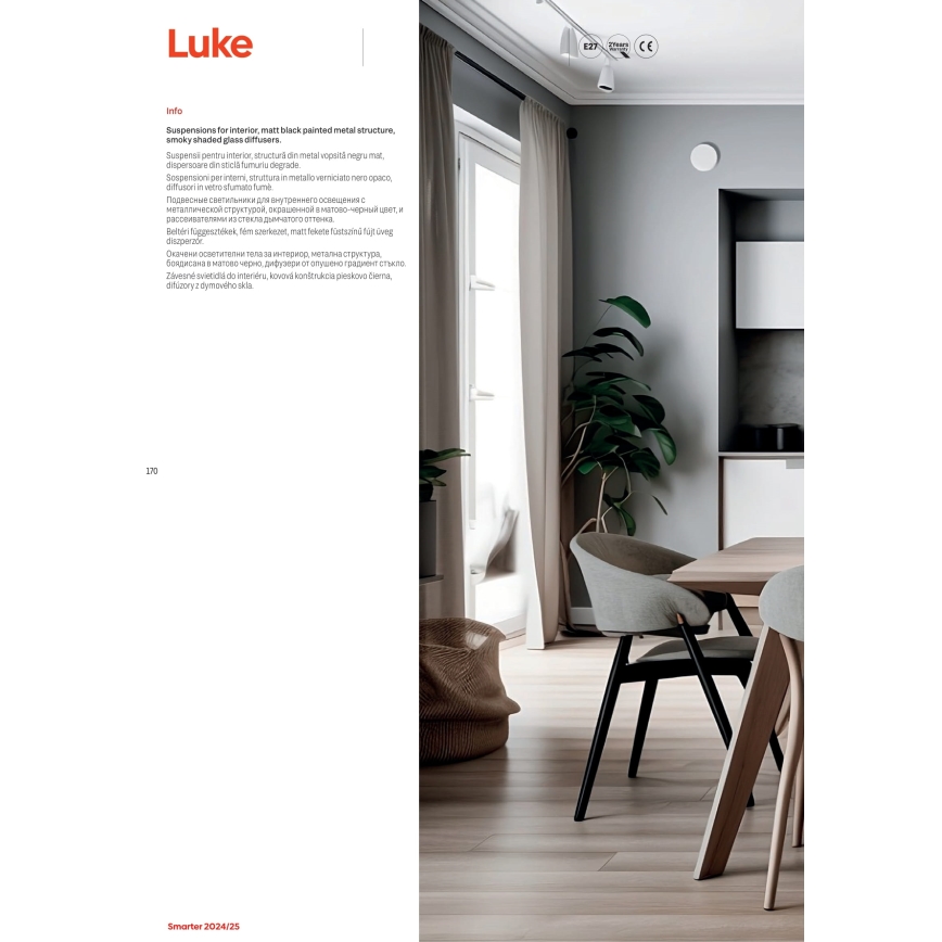 Redo 01-3197 - Lustra ar auklu LUKE 3xE27/42W/230V d. 46 cm melna