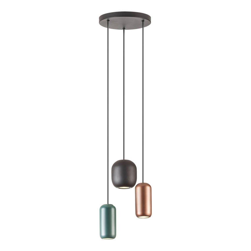 Redo 01-3480 - Lustra ar auklu BOOM 3xGU10/10W/230V d. 33 cm melna/zaļa/brūna