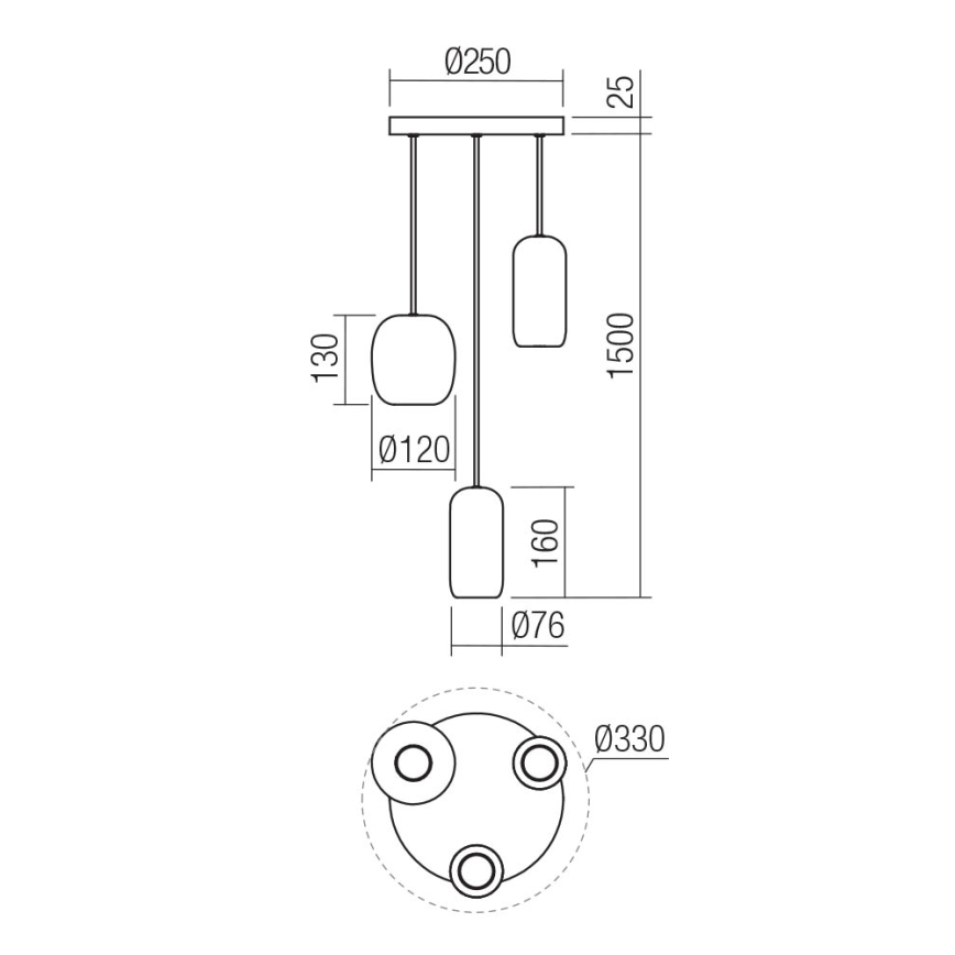 Redo 01-3480 - Lustra ar auklu BOOM 3xGU10/10W/230V d. 33 cm melna/zaļa/brūna