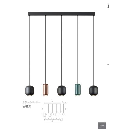 Redo 01-3481 - Lustra ar auklu BOOM 5xGU10/10W/230V melna/zaļa/brūna