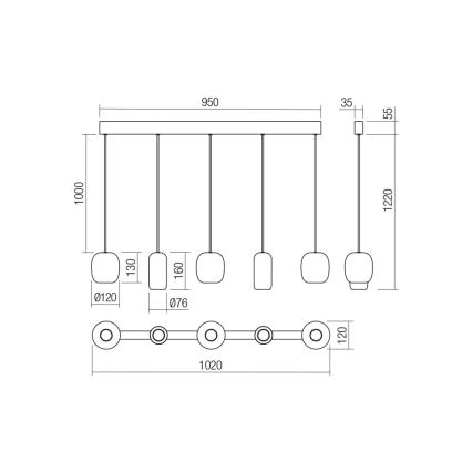 Redo 01-3481 - Lustra ar auklu BOOM 5xGU10/10W/230V melna/zaļa/brūna