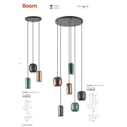 Redo 01-3482 - Lustra ar auklu BOOM 6xGU10/10W/230V d. 48 cm melna/zaļa/brūna