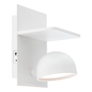 Redo 01-3491 - LED Sienas starmetis SEIBI LED/7W/230V USB CRI 90 balta