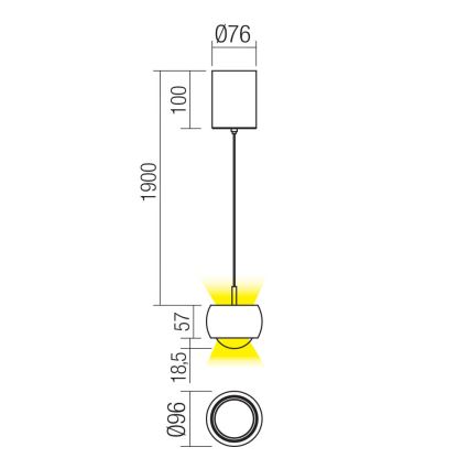 Redo 01-3548 - LED Lustra ar auklu AVES LED/12W/230V d. 9,6 cm CRI 90 varš