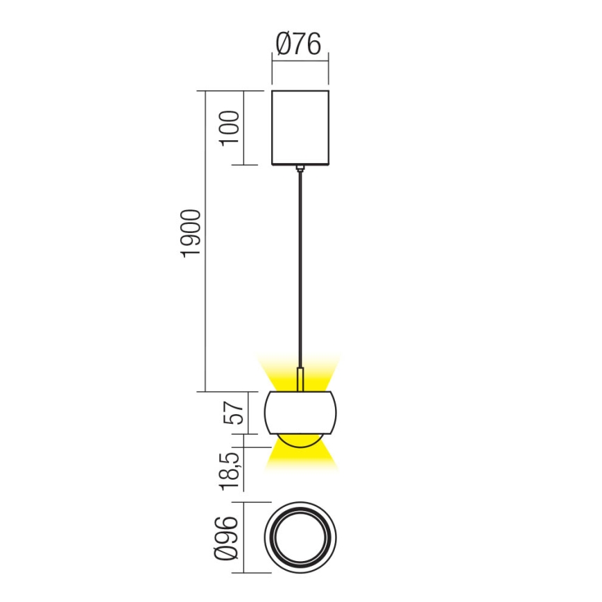Redo 01-3548 - LED Lustra ar auklu AVES LED/12W/230V d. 9,6 cm CRI 90 varš