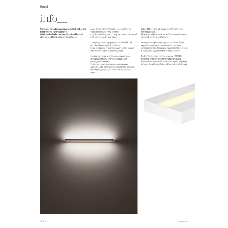 Redo 01-3555 - LED Sienas lampa SEED LED/30W/230V melna