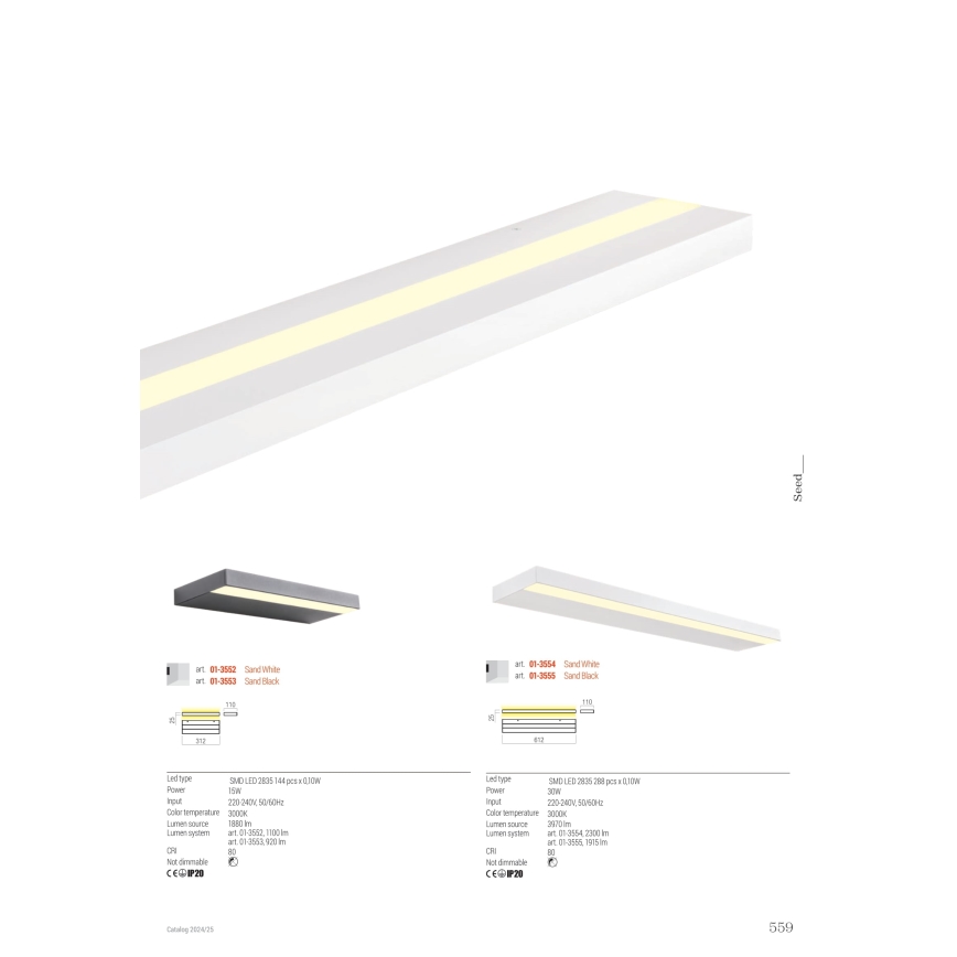 Redo 01-3555 - LED Sienas lampa SEED LED/30W/230V melna