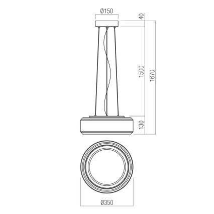 Redo 01-3591 - LED Lustra ar auklu SOLERA LED/24W/230V d. 35 cm CRI 93 3000/4000K pelēka