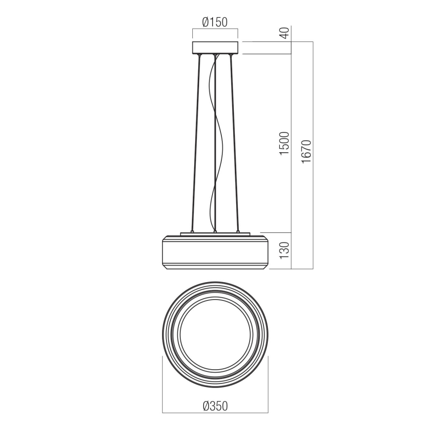 Redo 01-3591 - LED Lustra ar auklu SOLERA LED/24W/230V d. 35 cm CRI 93 3000/4000K pelēka
