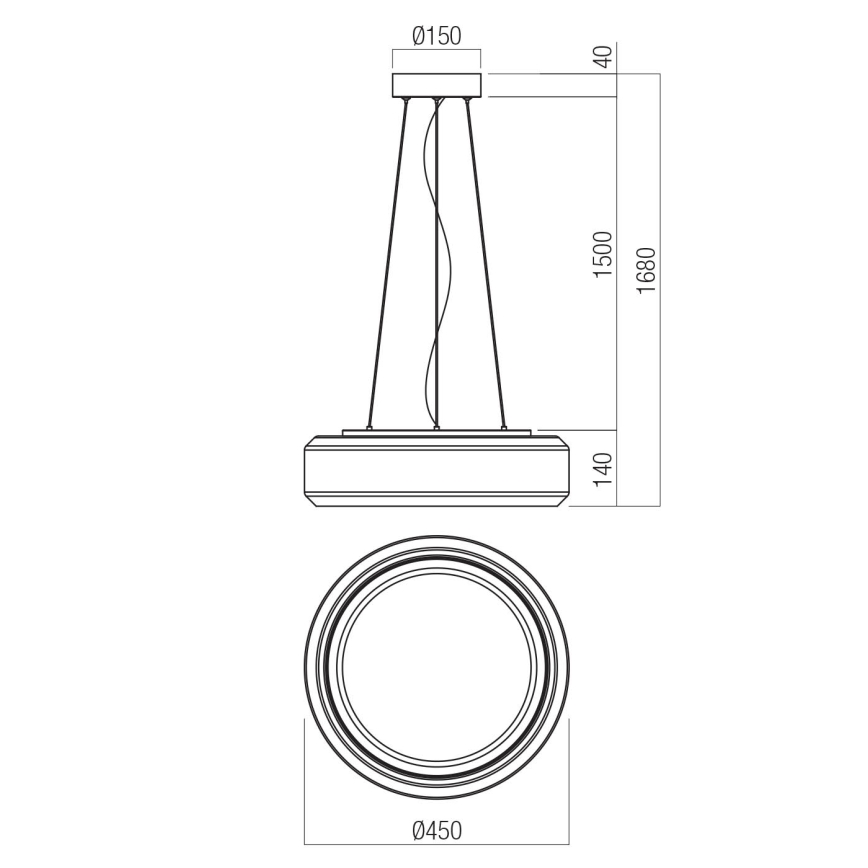 Redo 01-3592 - LED Lustra ar auklu SOLERA LED/36W/230V d. 45 cm CRI 93 3000/4000K pelēka