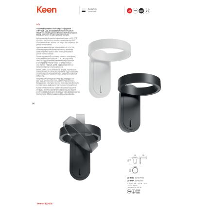 Redo 01-3764 - LED Sienas lampa KEEN LED/6W/230V CRI 90 melna