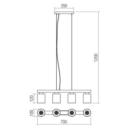 Redo 01-3986 - Lustra ar auklu ROTIS 4xE27/15W/230V