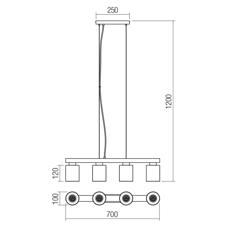 Redo 01-3986 - Lustra ar auklu ROTIS 4xE27/15W/230V
