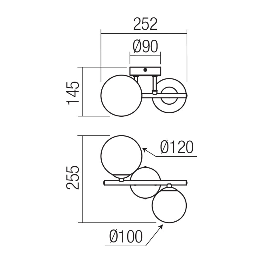 Redo 01-3987 - Virsapmetuma lustra ASTRA 2xG9/8W/230V melna
