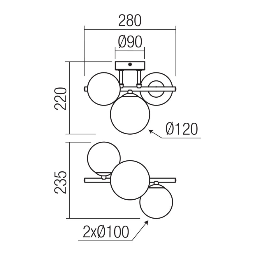 Redo 01-3988 - Virsapmetuma lustra ASTRA 3xG9/8W/230V melna