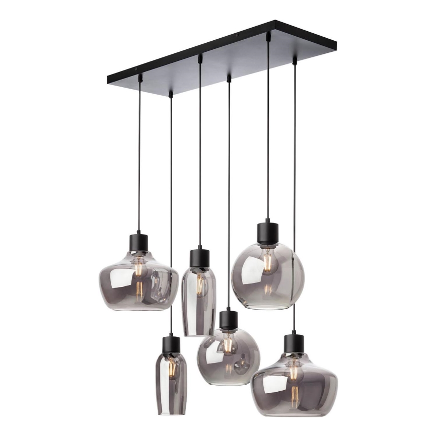 Redo 01-4047 - Lustra ar auklu ATLANTIS 6xE27/42W/230V melna
