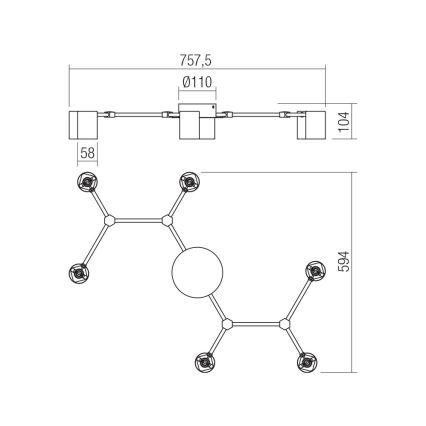 Redo 01-4048 - Starmetis WEBB 6xGU10/10W/230V melna