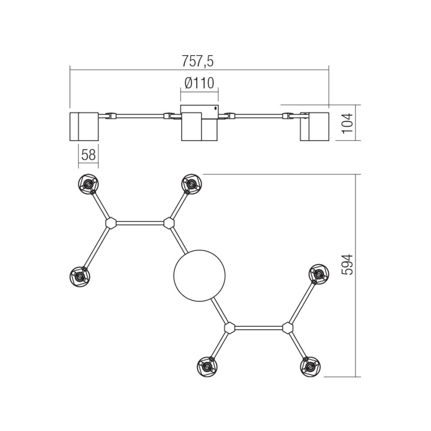 Redo 01-4048 - Starmetis WEBB 6xGU10/10W/230V melna