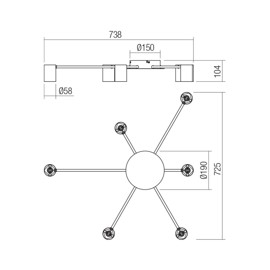 Redo 01-4051 - Starmetis NOA 6xGU10/10W/230V zelta