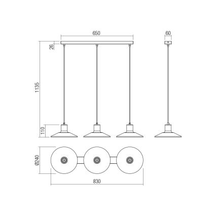 Redo 01-4056 - Lustra ar auklu FRESNO 3xE27/42W/230V