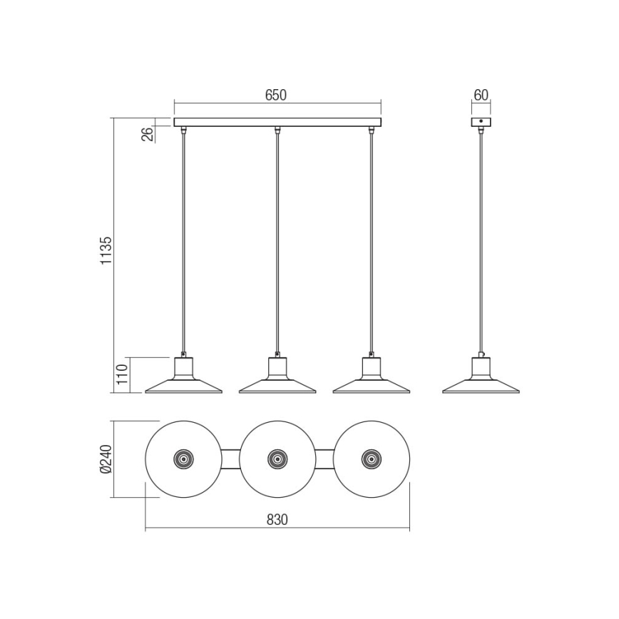Redo 01-4056 - Lustra ar auklu FRESNO 3xE27/42W/230V