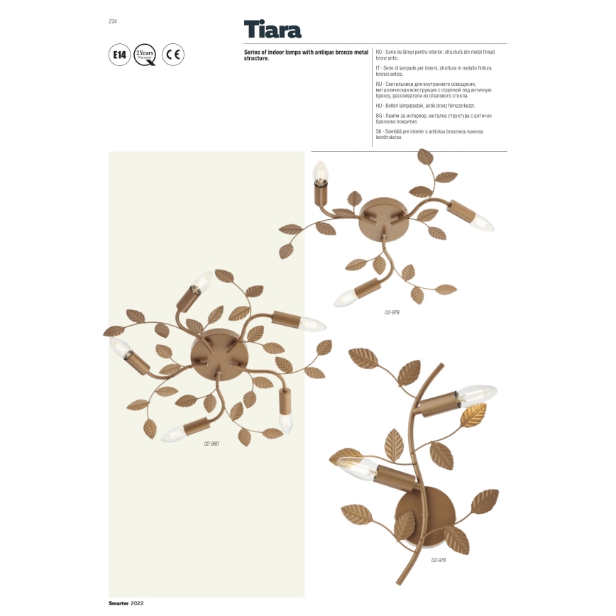 Redo 02-981 - Virsapmetuma lustra TIARA 7xE14/28W/230V