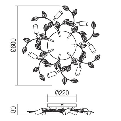 Redo 02-981 - Virsapmetuma lustra TIARA 7xE14/28W/230V