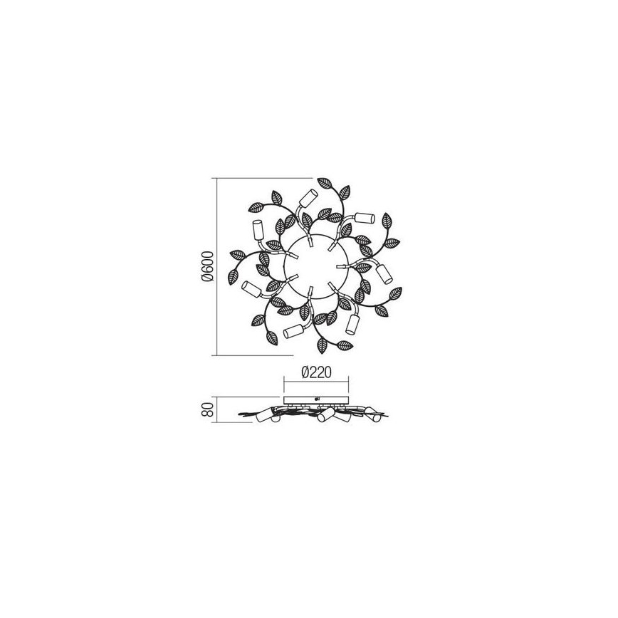 Redo 02-981 - Virsapmetuma lustra TIARA 7xE14/28W/230V