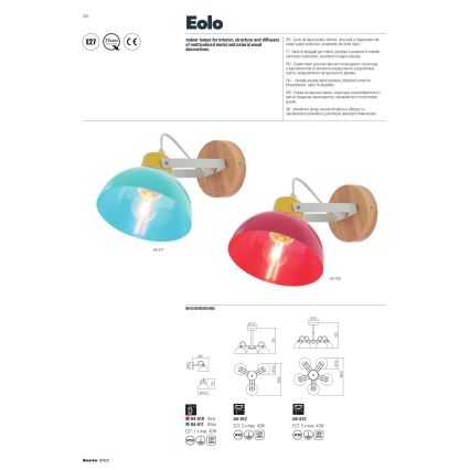 Redo 04-510 - Bērnu sienas lampa EOLO 1xE27/42W/230V