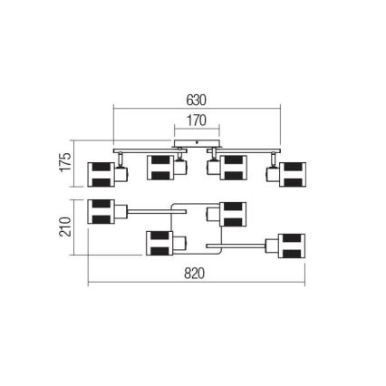 Redo 04-522 - Virsapmetuma lustra BASKET 4xE27/42W/230V bronzas