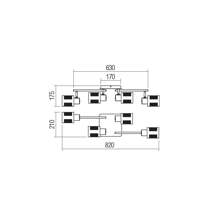 Redo 04-522 - Virsapmetuma lustra BASKET 4xE27/42W/230V bronzas