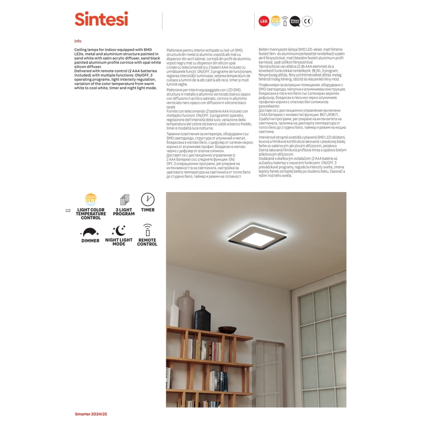 Redo 05-959 - LED Aptumšojama griestu lampa SINTESI LED/45W/230V d. 45 cm 3000-6000K + tālvadības pults