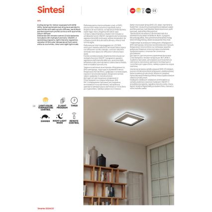 Redo 05-961 - LED Aptumšojama griestu lampa SINTESI LED/53W/230V 45x45 cm 3000-6000K + tālvadības pults