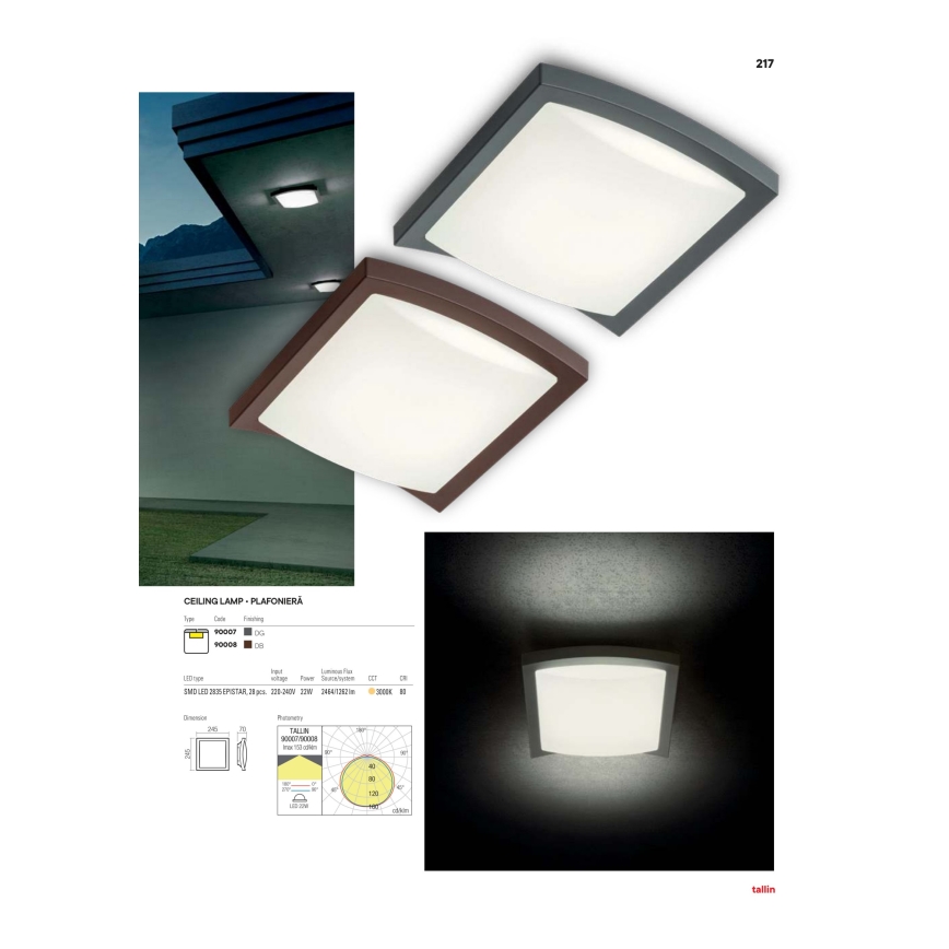 Redo 90008 - LED Āra griestu lampa TALLIN LED/21W/230V 24,5x24,5 cm IP54 brūna