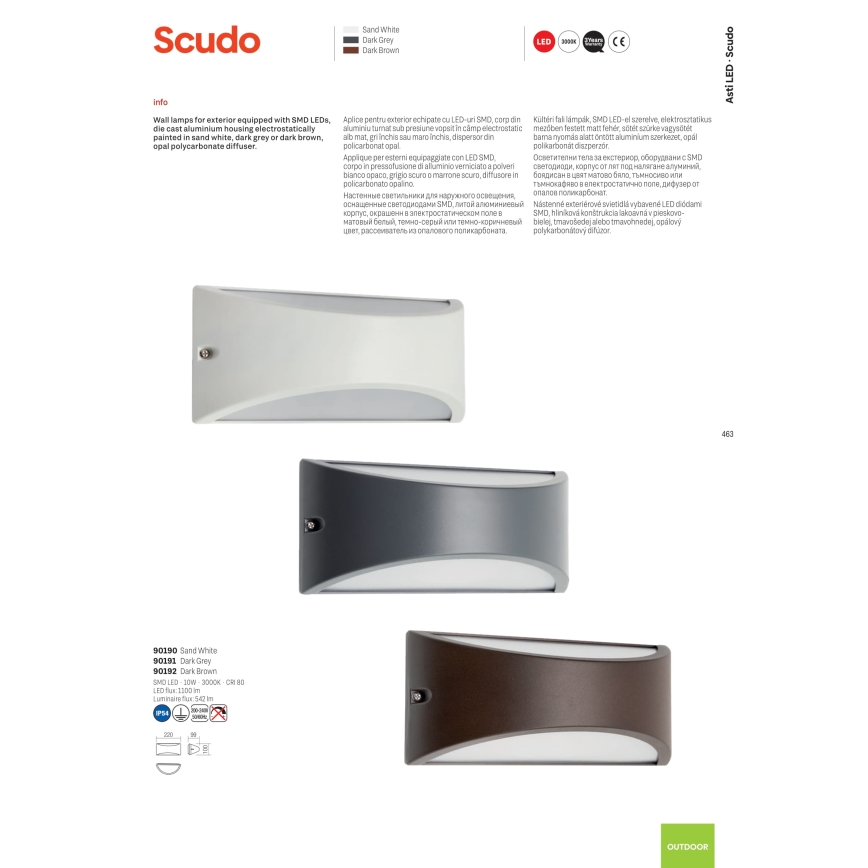 Redo 90192 - LED Āra sienas lampa SCUDO LED/10W/230V 3000K IP54 brūna