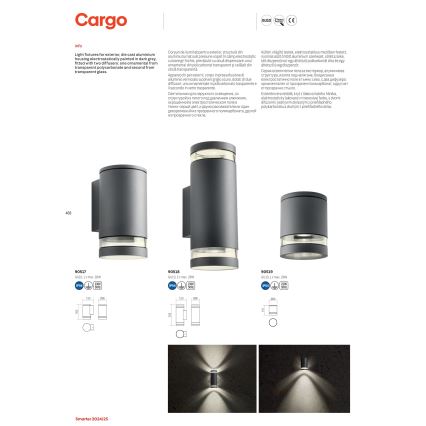 Redo 90518 - Āra sienas lampa CARGO 2xGU10/28W/230V IP54 antracīta