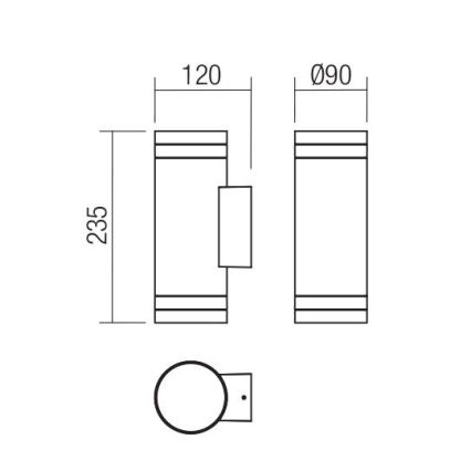 Redo 90518 - Āra sienas lampa CARGO 2xGU10/28W/230V IP54 antracīta