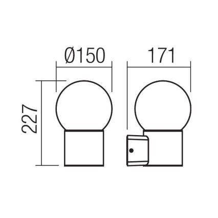 Redo 90640 - Āra sienas lampa BULK 1xE27/28W/230V IP44 antracīta