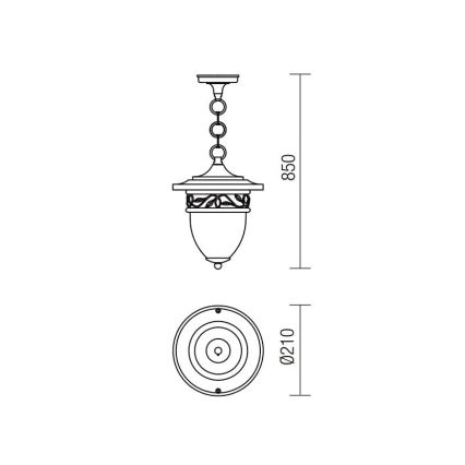 Redo 9399 - Āra lustra ar ķēdi BASEL 1xE27/42W/230V IP44 melna