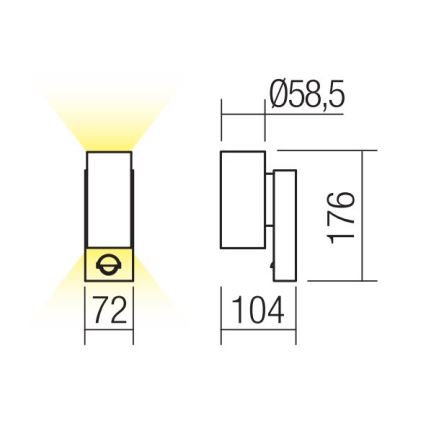 Redo 9453 - LED Āra sienas lampa ar sensoru VINCE 2xLED/3W/230V IP54 antracīta