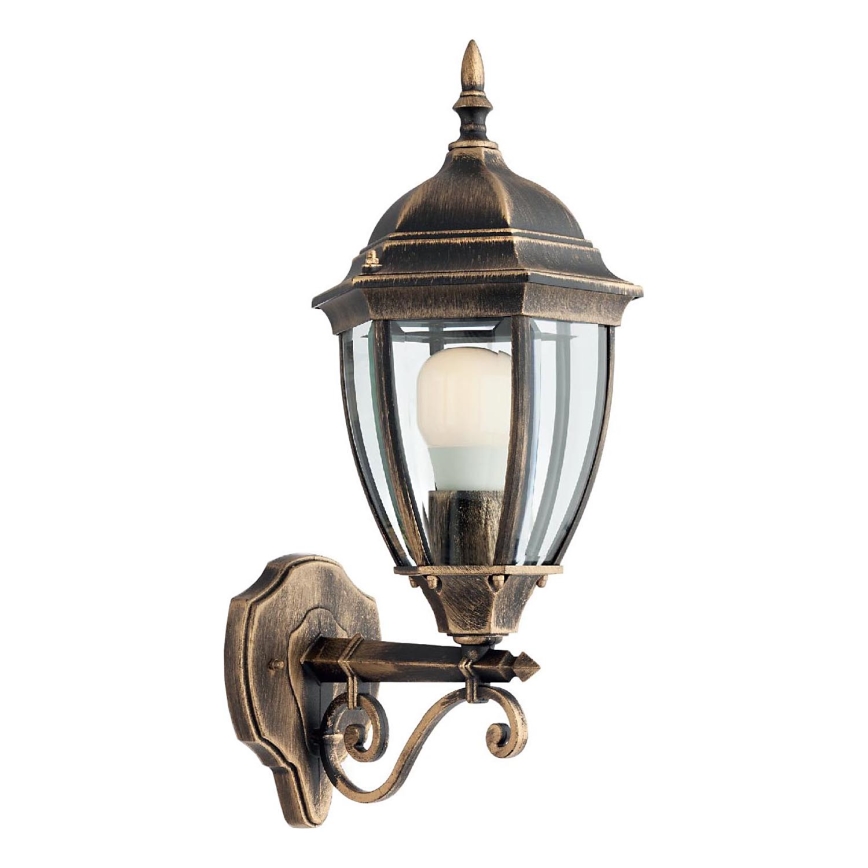 Redo 9604 - Āra sienas lampa SEVILLA 1xE27/42W/230V IP44 zelta/patina