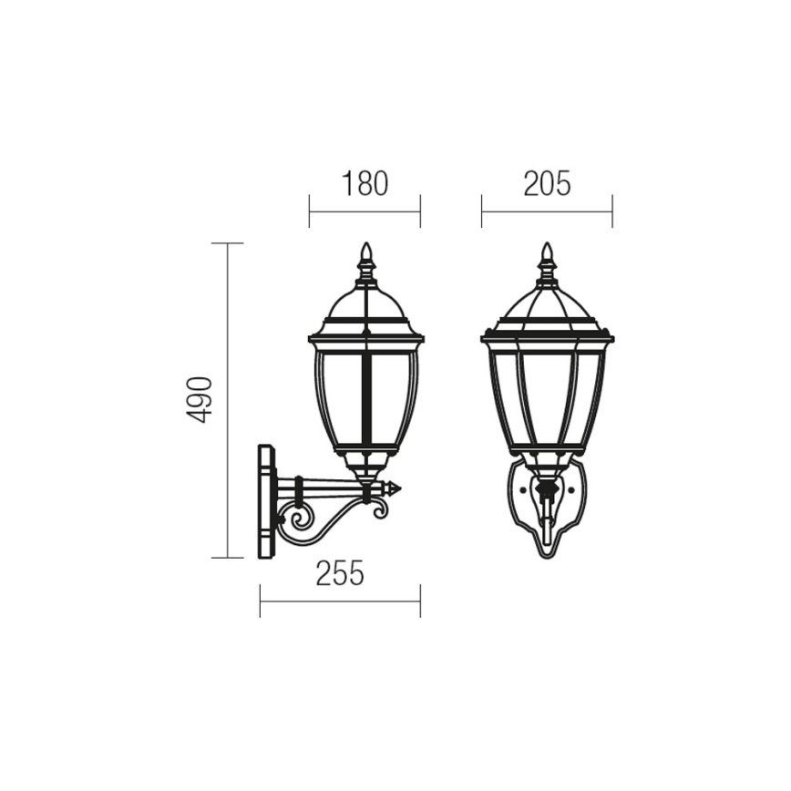 Redo 9604 - Āra sienas lampa SEVILLA 1xE27/42W/230V IP44 zelta/patina