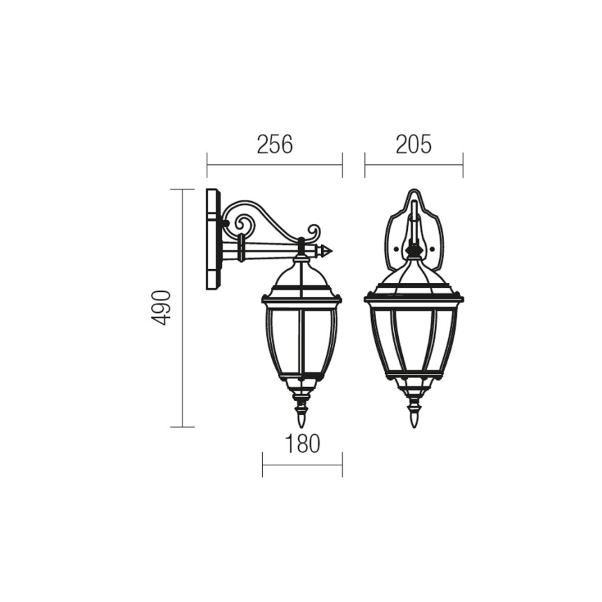 Redo 9605 - Āra sienas lampa SEVILLA 1xE27/42W/230V IP44 zelta/patina