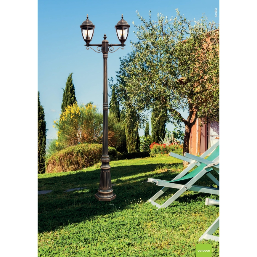 Redo 9609 - Āra lampa SEVILLA 2xE27/42W/230V IP44 zelta/patina