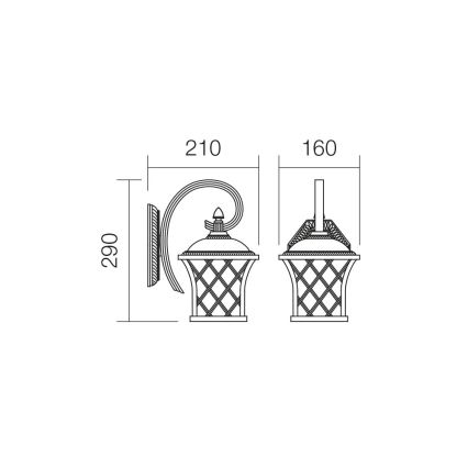 Redo 9951 - Āra sienas lampa BREMEN 1xE27/42W/230V IP23 zelta/patina
