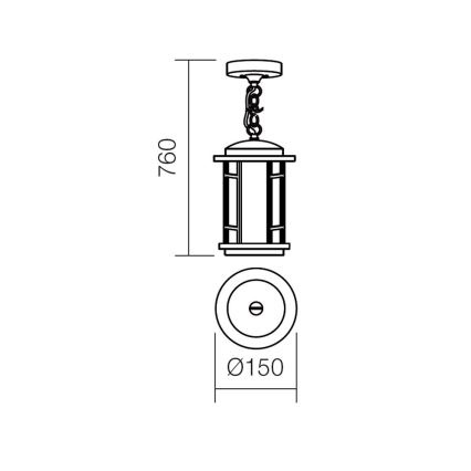 Redo 9956 - Āra lustra ar ķēdi BRISTOL 1xE327/42W230V IP23