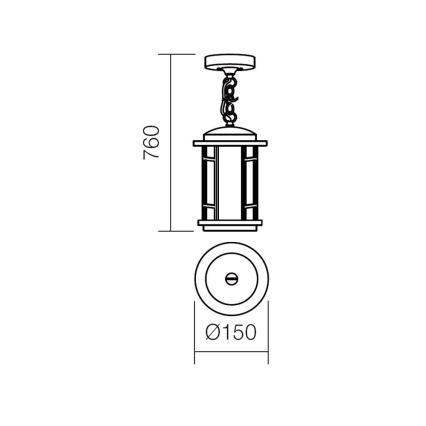 Redo 9956 - Āra lustra ar ķēdi BRISTOL 1xE327/42W230V IP23