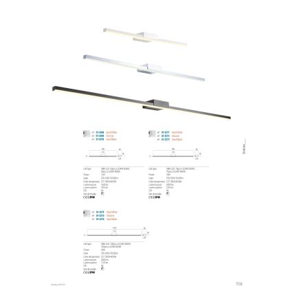 Redo01-3269 - LED Vannas istabas spoguļa apgaismojums ASTON LED/12W/230V 60 cm CRI 90 IP44 spīdīgi hromēts