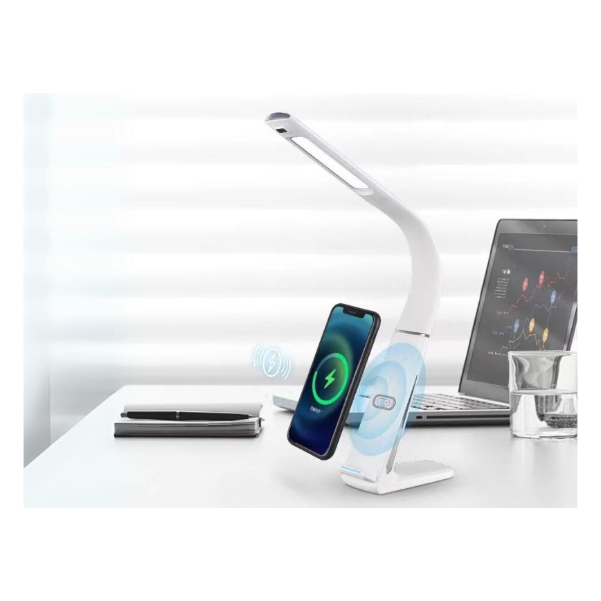 Regulējama LED galda lampa ar bezvadu uzlādi un kustības sensoru LORD EVO LED/8W/230V 3000K/4500K/6000K balta